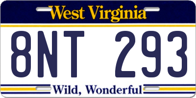 WV license plate 8NT293
