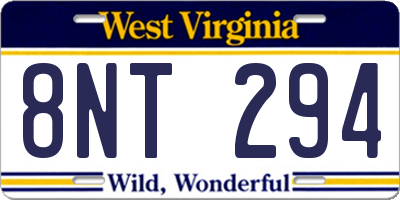 WV license plate 8NT294