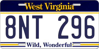 WV license plate 8NT296