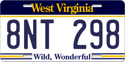 WV license plate 8NT298