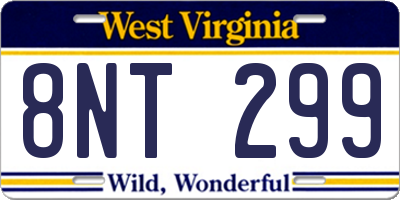 WV license plate 8NT299