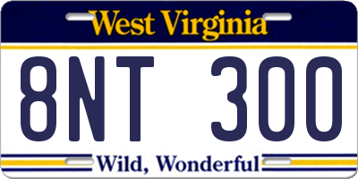 WV license plate 8NT300