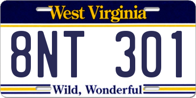 WV license plate 8NT301