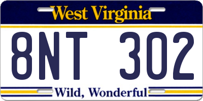 WV license plate 8NT302