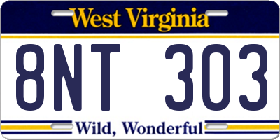 WV license plate 8NT303
