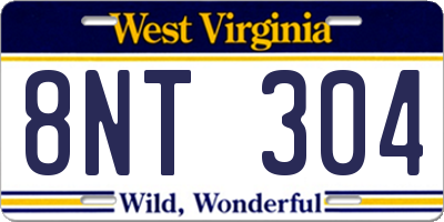 WV license plate 8NT304