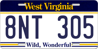 WV license plate 8NT305