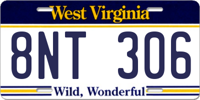 WV license plate 8NT306