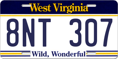 WV license plate 8NT307