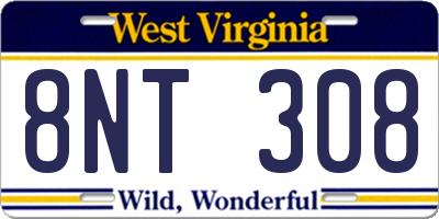 WV license plate 8NT308