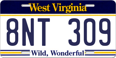 WV license plate 8NT309