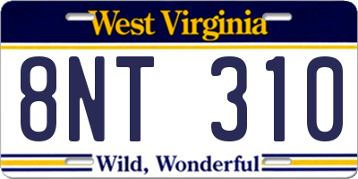 WV license plate 8NT310