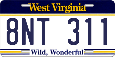 WV license plate 8NT311