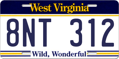 WV license plate 8NT312