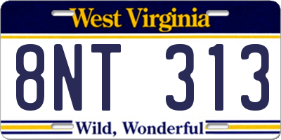 WV license plate 8NT313