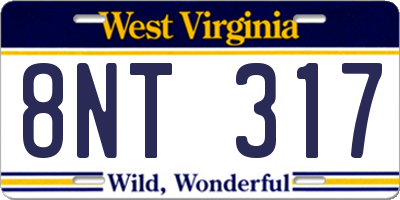 WV license plate 8NT317