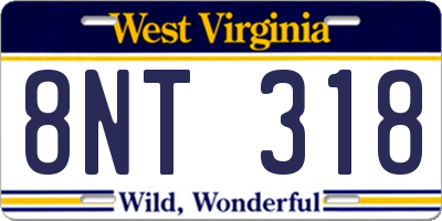 WV license plate 8NT318