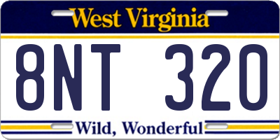 WV license plate 8NT320
