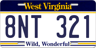 WV license plate 8NT321