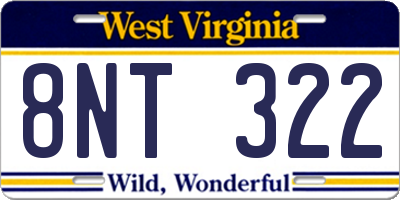 WV license plate 8NT322