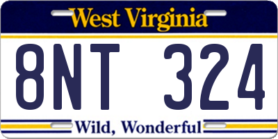 WV license plate 8NT324