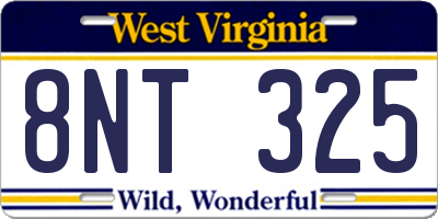 WV license plate 8NT325