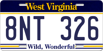 WV license plate 8NT326