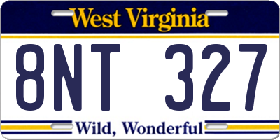 WV license plate 8NT327