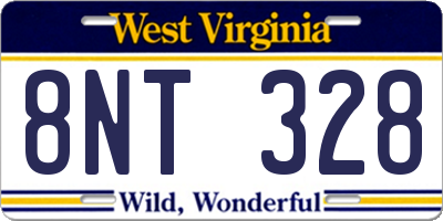 WV license plate 8NT328
