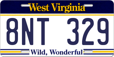WV license plate 8NT329
