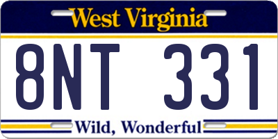 WV license plate 8NT331