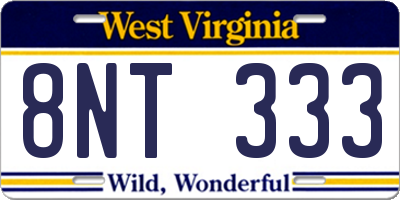 WV license plate 8NT333