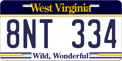 WV license plate 8NT334