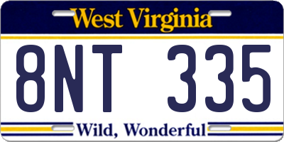 WV license plate 8NT335