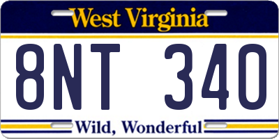 WV license plate 8NT340