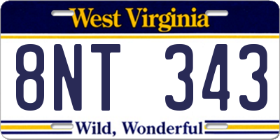 WV license plate 8NT343