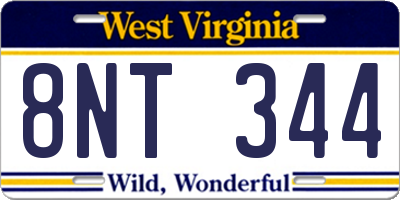 WV license plate 8NT344