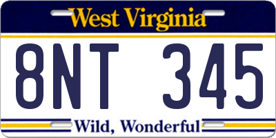 WV license plate 8NT345