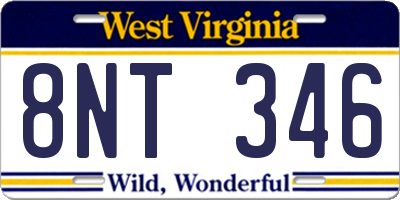 WV license plate 8NT346