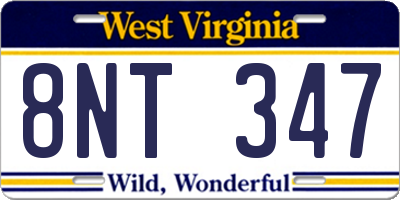 WV license plate 8NT347