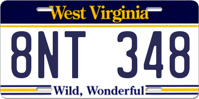 WV license plate 8NT348