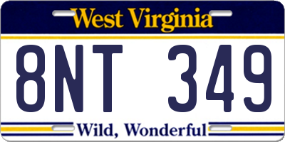WV license plate 8NT349