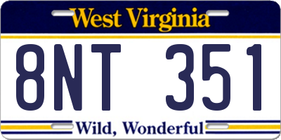 WV license plate 8NT351
