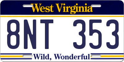 WV license plate 8NT353