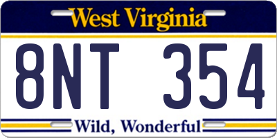 WV license plate 8NT354