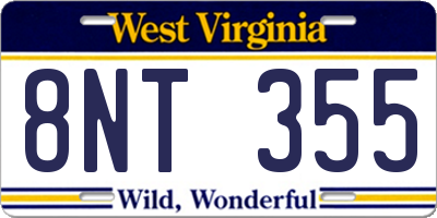 WV license plate 8NT355