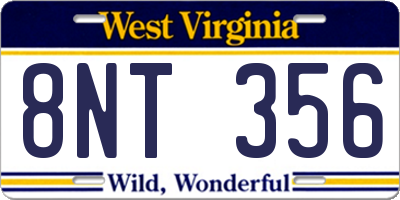 WV license plate 8NT356