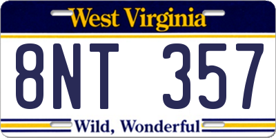 WV license plate 8NT357