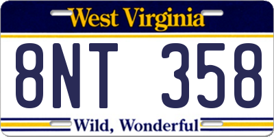 WV license plate 8NT358
