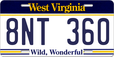 WV license plate 8NT360